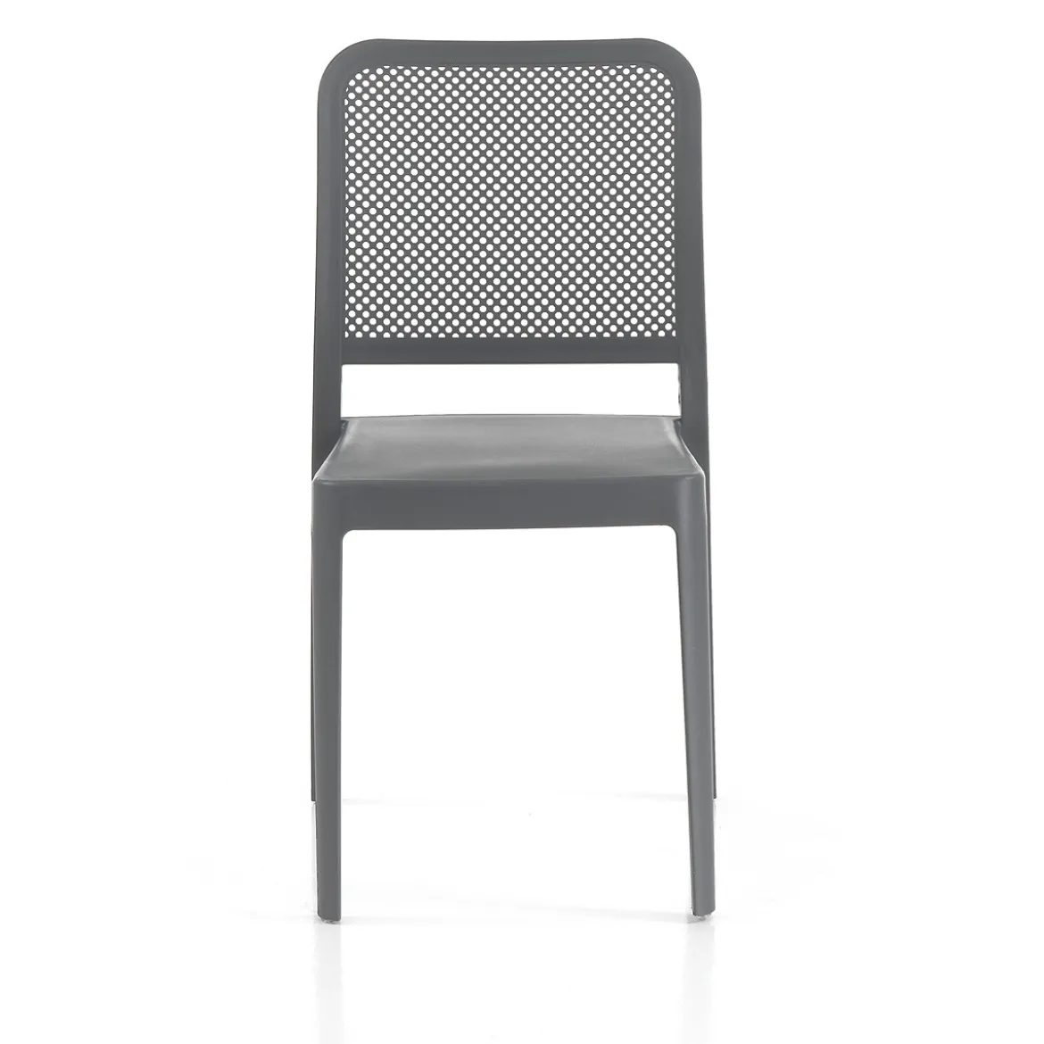 Sabine grey sedia interno esterno polip. colore grigio impilabile resistente agenti e raggi uv h.86 l.43 p.50 cm