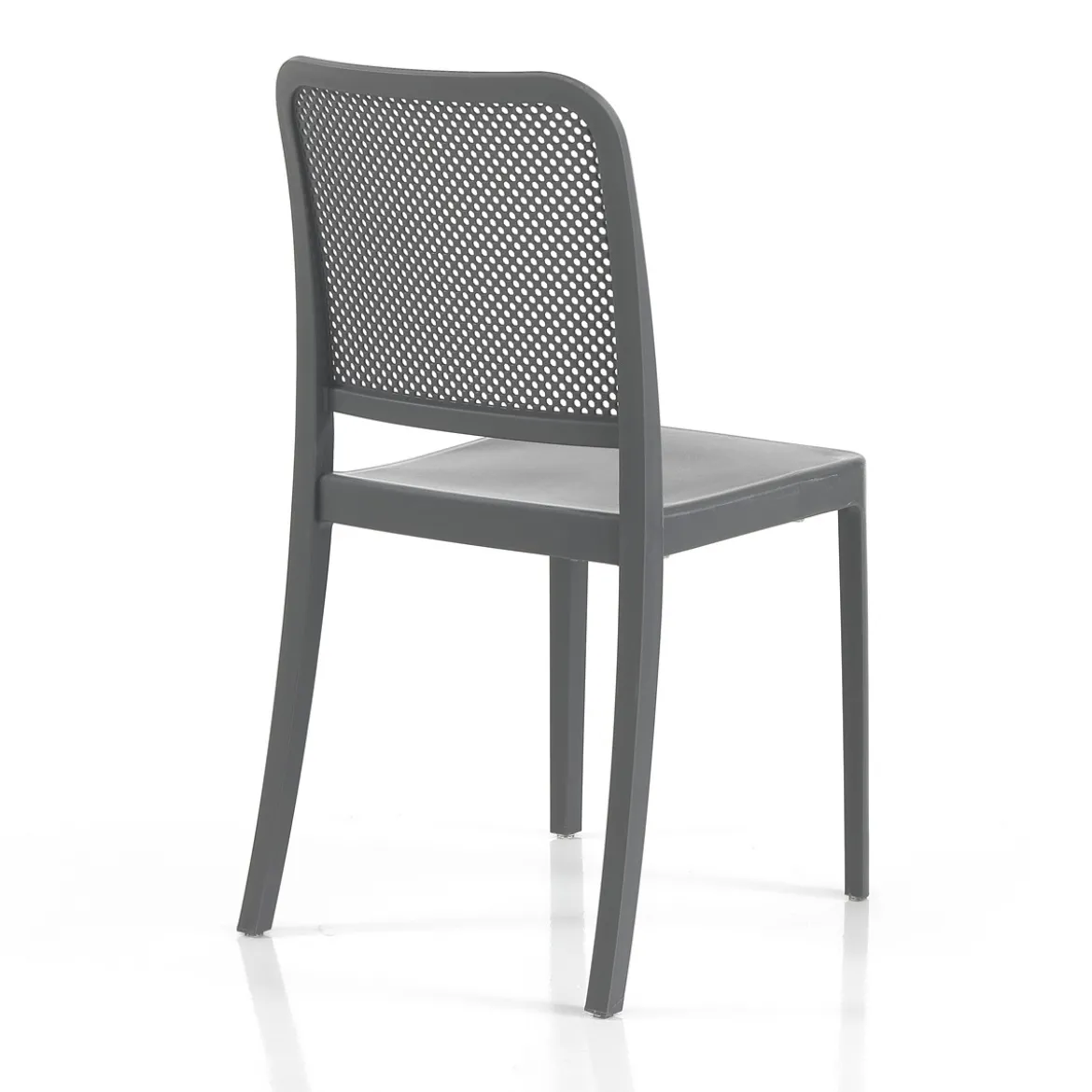 Sabine grey sedia interno esterno polip. colore grigio impilabile resistente agenti e raggi uv h.86 l.43 p.50 cm