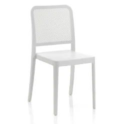 Sabine white sedia interno esterno polip. colore bianco impilabile resistente agenti e raggi uv h.86 l.43 p.50 cm