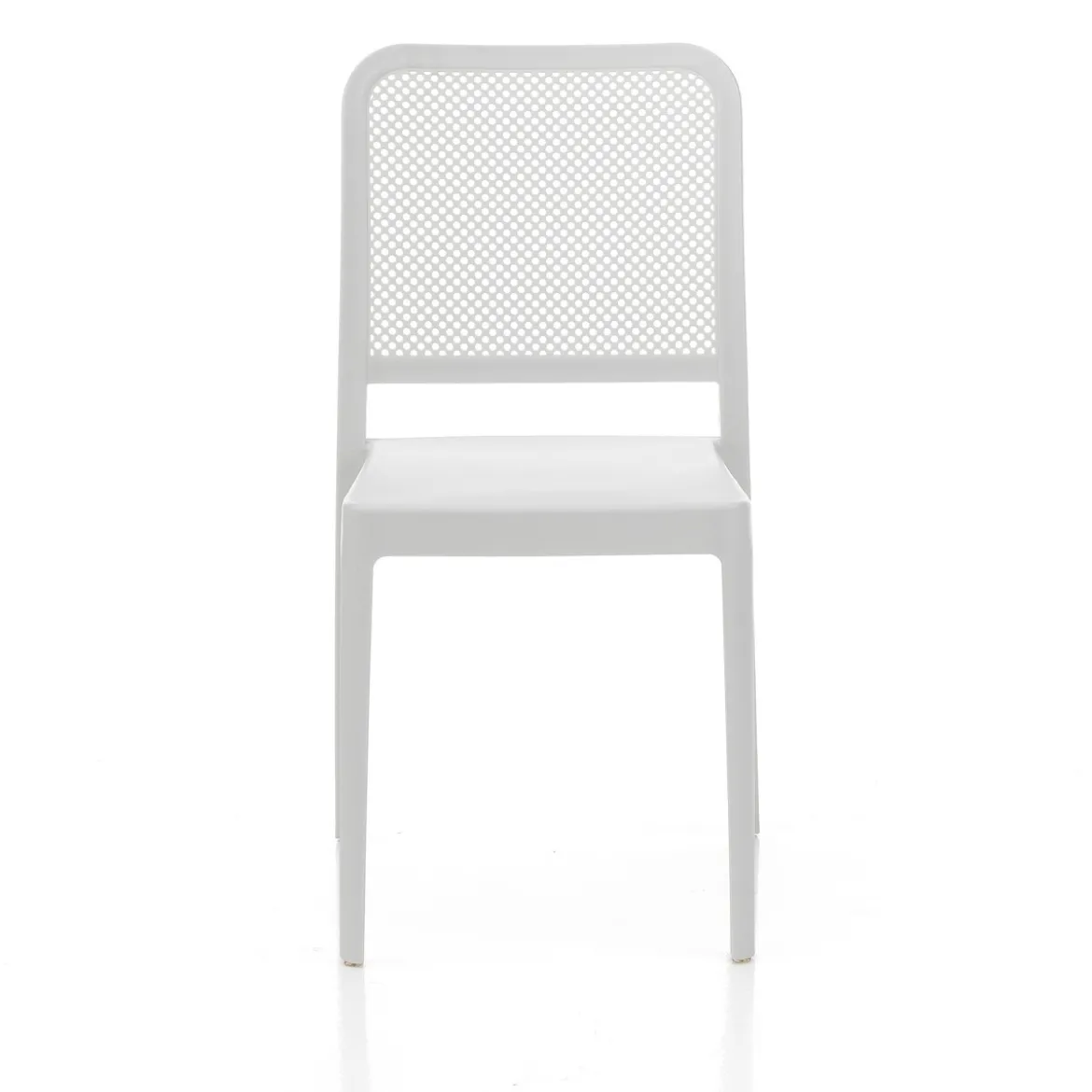 Sabine white sedia interno esterno polip. colore bianco impilabile resistente agenti e raggi uv h.86 l.43 p.50 cm