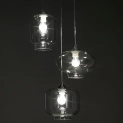 Saky clear lampadario 3 luci in vetro trasparente h126 d47 cm