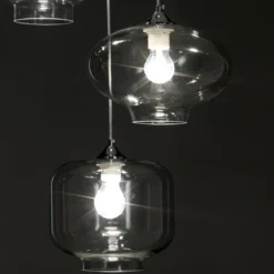 Saky clear lampadario 3 luci in vetro trasparente h126 d47 cm