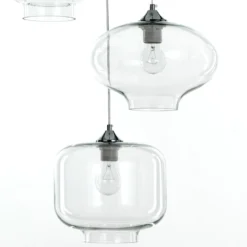 Saky clear lampadario 3 luci in vetro trasparente h126 d47 cm