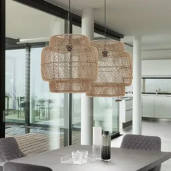 Sanat lampadario da interno/esterno in rattan colore naturale d50xh50 cm