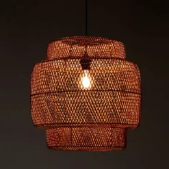 Sanat lampadario da interno/esterno in rattan colore naturale d50xh50 cm