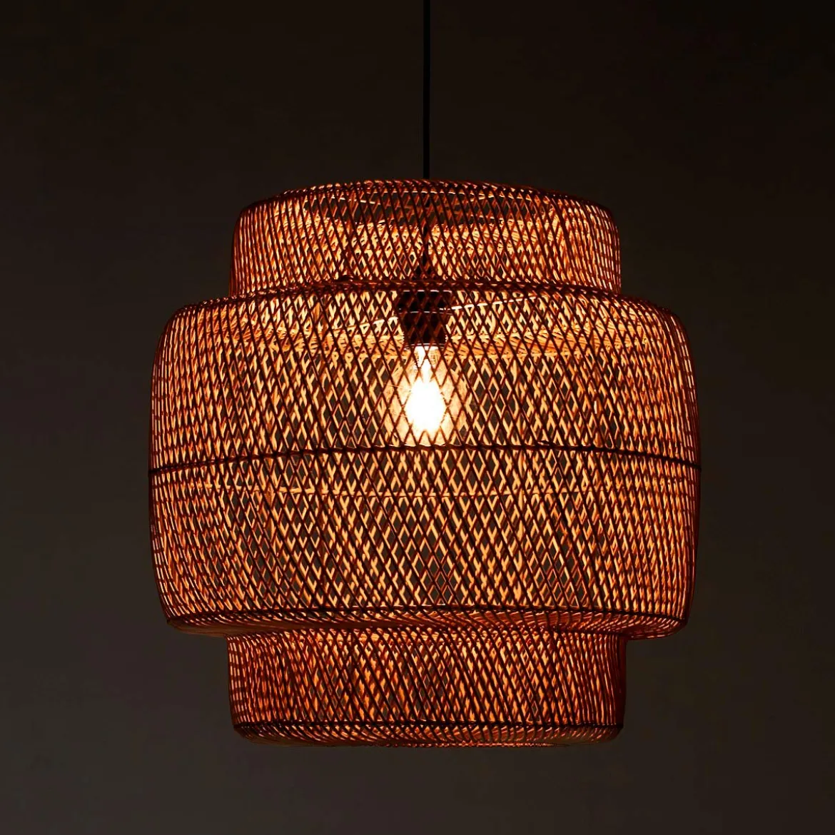 Sanat lampadario da interno/esterno in rattan colore naturale d50xh50 cm
