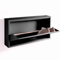 Sandy dark grey scarpiera a parete 1 anta metallo colore antracite h375 l75 p125