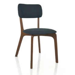 Sedia AGATA DARK WOOD legno massello tinto finitura Noce seduta Tessuto Grigio scuro seduta H 48 L47 P44