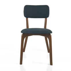 Sedia AGATA DARK WOOD legno massello tinto finitura Noce seduta Tessuto Grigio scuro seduta H 48 L47 P44