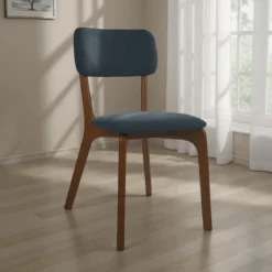 Sedia AGATA DARK WOOD legno massello tinto finitura Noce seduta Tessuto Grigio scuro seduta H 48 L47 P44