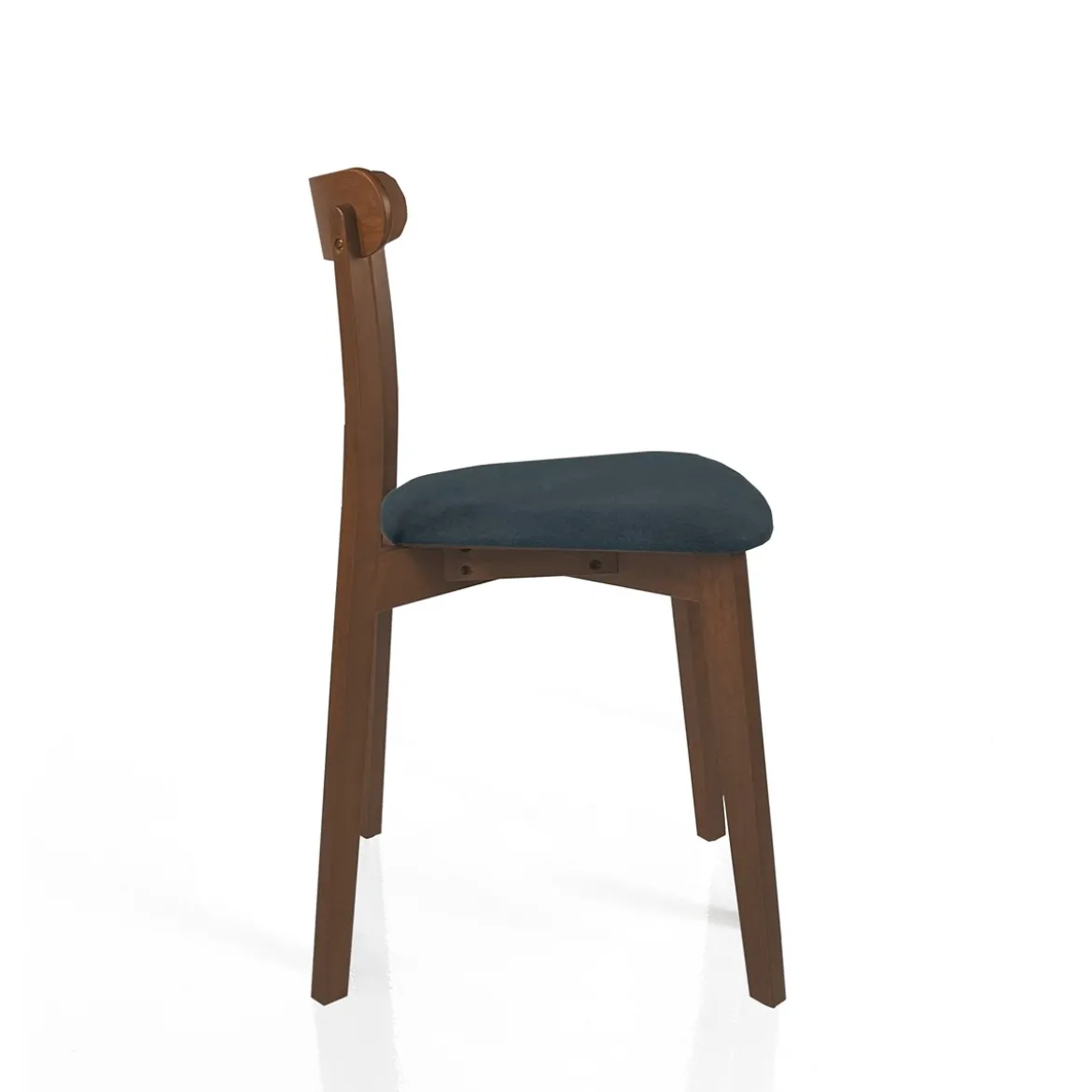 Sedia AMBRA DARK WOOD legno massello tinto finitura Noce scuro seduta Tessuto Grigio scuro seduta H47 L45 P41