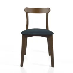 Sedia AMBRA DARK WOOD legno massello tinto finitura Noce scuro seduta Tessuto Grigio scuro seduta H47 L45 P41