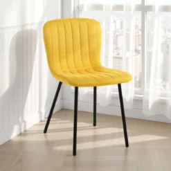 sedia COSY YELLOW tessuto Giallo struttura metallo Nero opaco H77 L43 P53