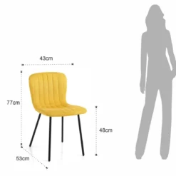 sedia COSY YELLOW tessuto Giallo struttura metallo Nero opaco H77 L43 P53