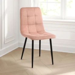 Sedia FAFFY PINK EVO tessuto Rosa struttura metallo Nero opaco H85 L42 P53