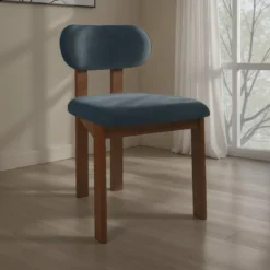 Sedia TRIPOD DARK WOOD legno massello tinto finitura Rovere seduta Tessuto Grigio scuro seduta H49 L50 P48