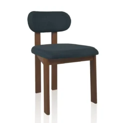 Sedia TRIPOD DARK WOOD legno massello tinto finitura Rovere seduta Tessuto Grigio scuro seduta H49 L50 P48