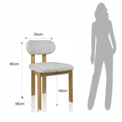Sedia TRIPOD WOOD legno massello tinto finitura Rovere seduta Tessuto Grigio scuro seduta H49 L50 P48