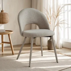 Selma Beige Sedia Imbottita tessuto panna easy clean poliestere h79 l51 p54 seduta h48