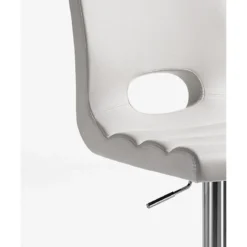 Sem sgabello regolabile in pelle sintetica bianca e metallo cromato 40x53xh95-115 cm