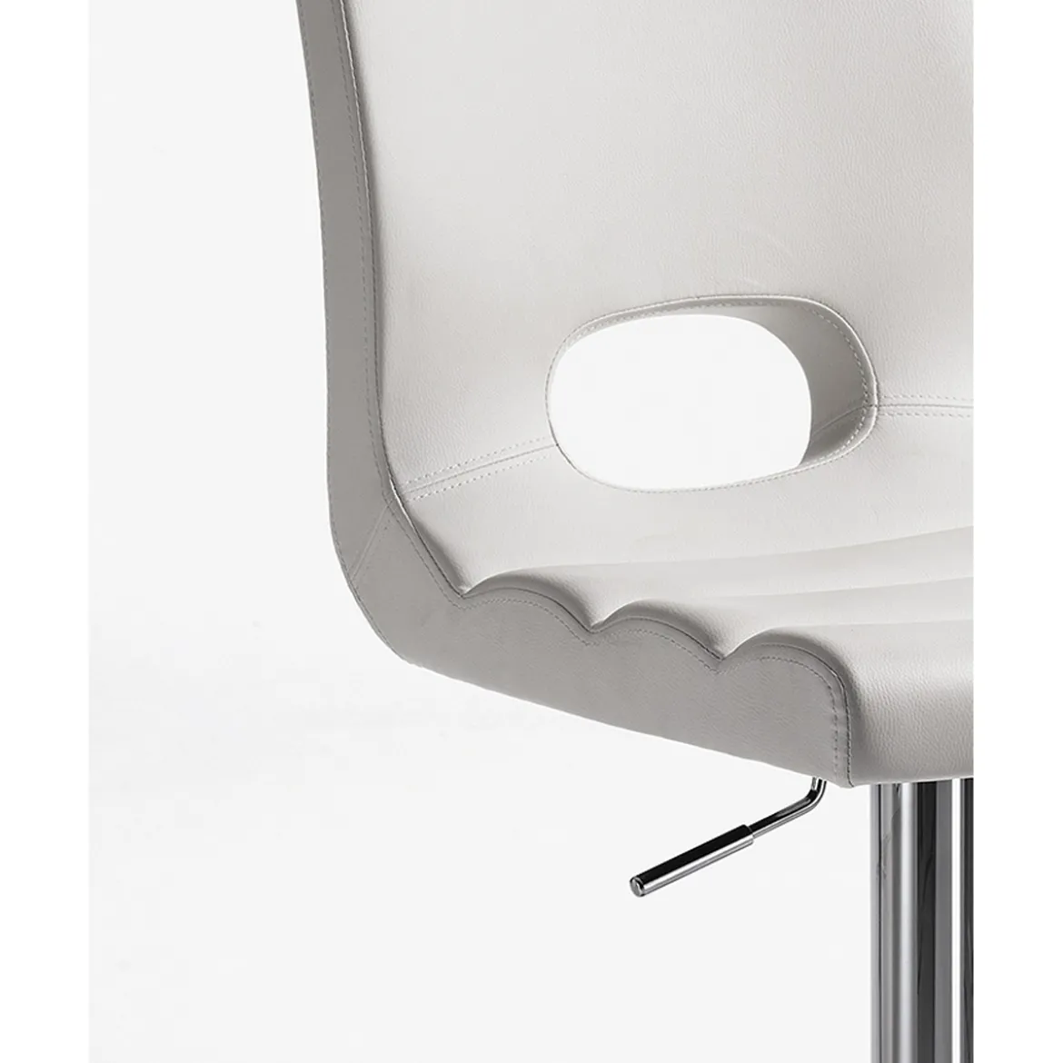 Sem sgabello regolabile in pelle sintetica bianca e metallo cromato 40x53xh95-115 cm
