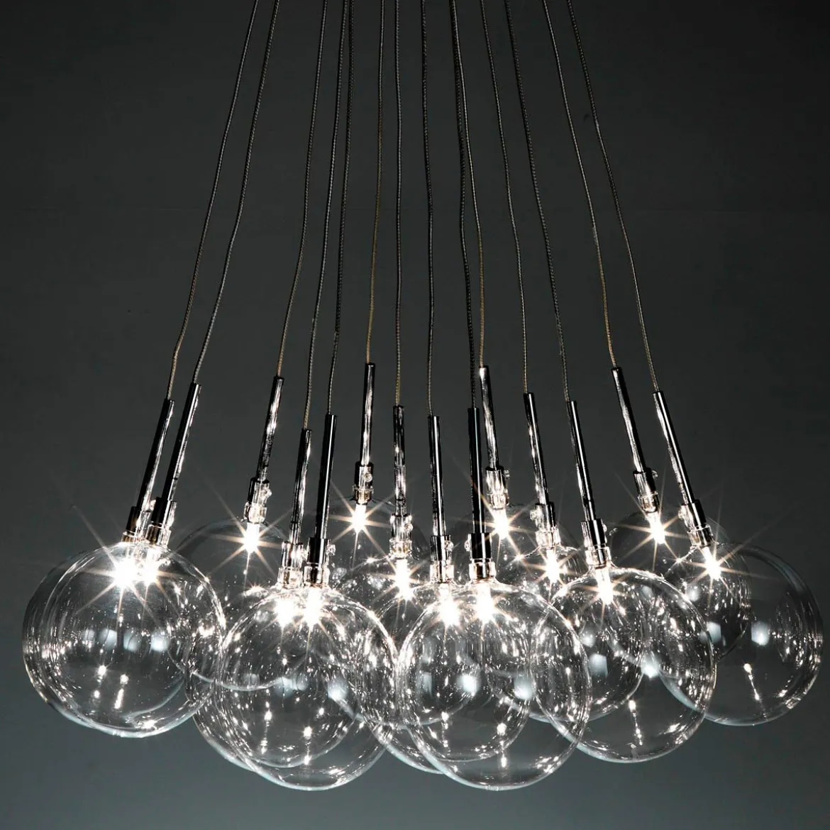 Sfere big lampadario con sfere in vetro trasparente d60 h80 cm