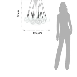 Sfere big lampadario con sfere in vetro trasparente d60 h80 cm