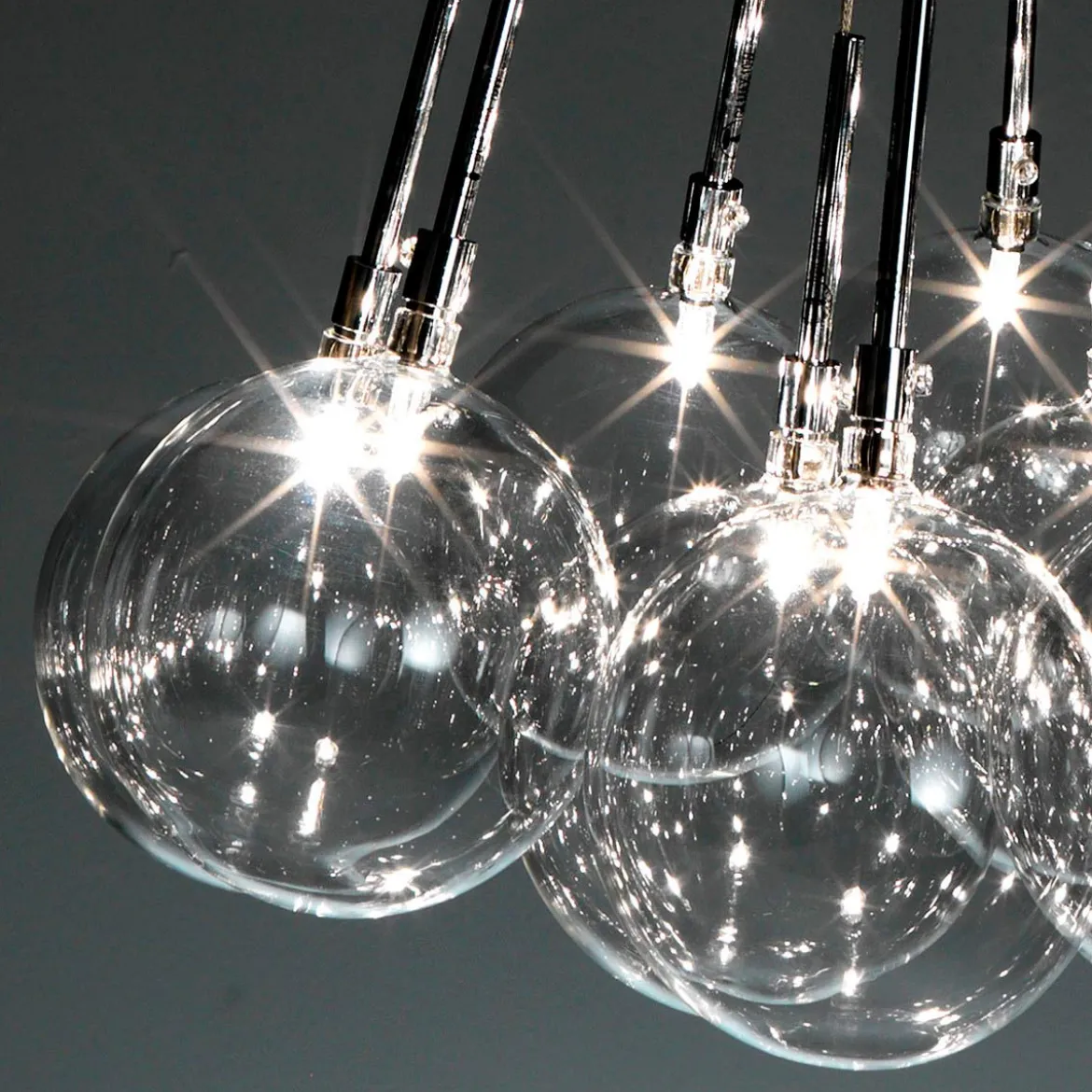 Sfere big lampadario con sfere in vetro trasparente d60 h80 cm