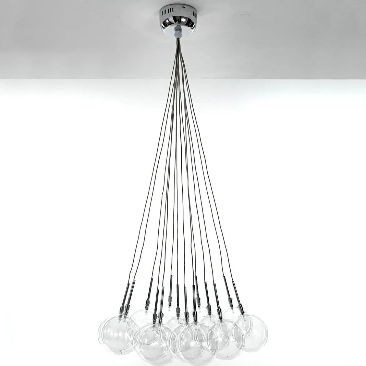 Sfere big lampadario con sfere in vetro trasparente d60 h80 cm