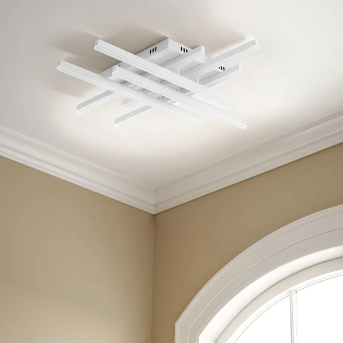 Shanghai plafoniera led in allumino bianco opaco l63 p63 h17 cm