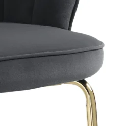 Shell grey sgabello in tessuto effetto velluto grigia e metallo verniciato oro lucido 56x58xh92 cm seduta h 65cm