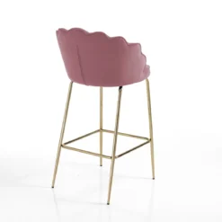 Shell pink sgabello in tessuto effetto velluto rosa cipria e metallo verniciato oro lucido 56x58xh92 cm seduta h 65 cm