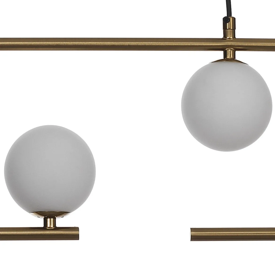 Show lampadario in acciaio ottone opaco e vetro bianco opaco 86x9.5xh22 cm