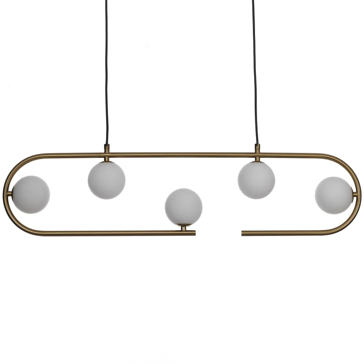 Show lampadario in acciaio ottone opaco e vetro bianco opaco 86x9.5xh22 cm
