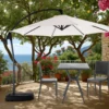 Sirolo ombrellone regolabile madeira in acciaio antracite telo ecru base inclusa 300x300xh260 cm