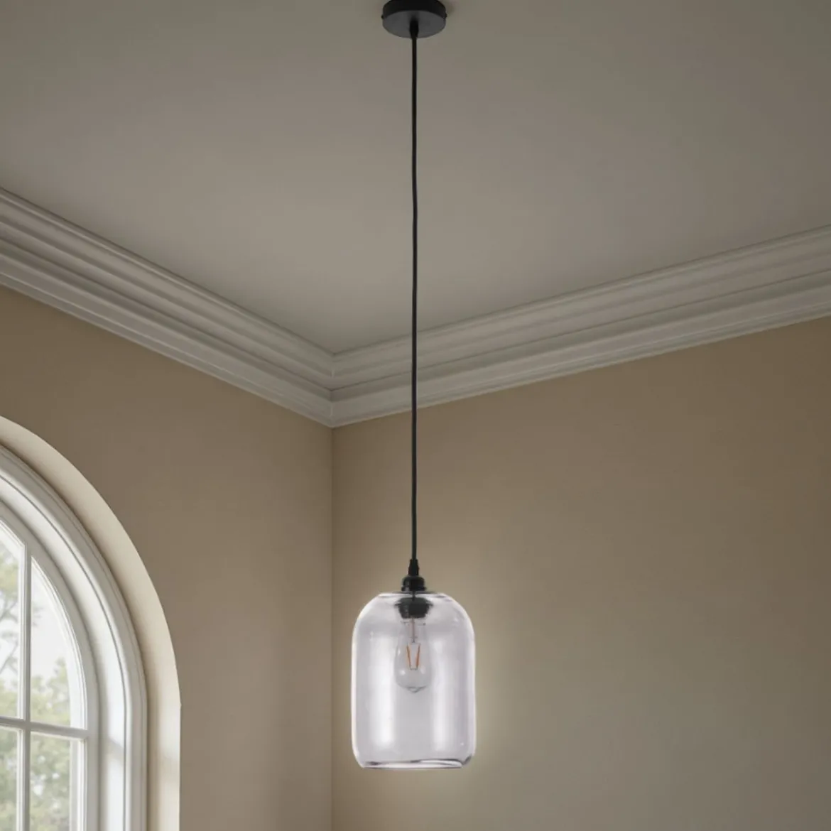 Skittle-c lampadario vetro grigio trasparente cm. d18 h25 cm