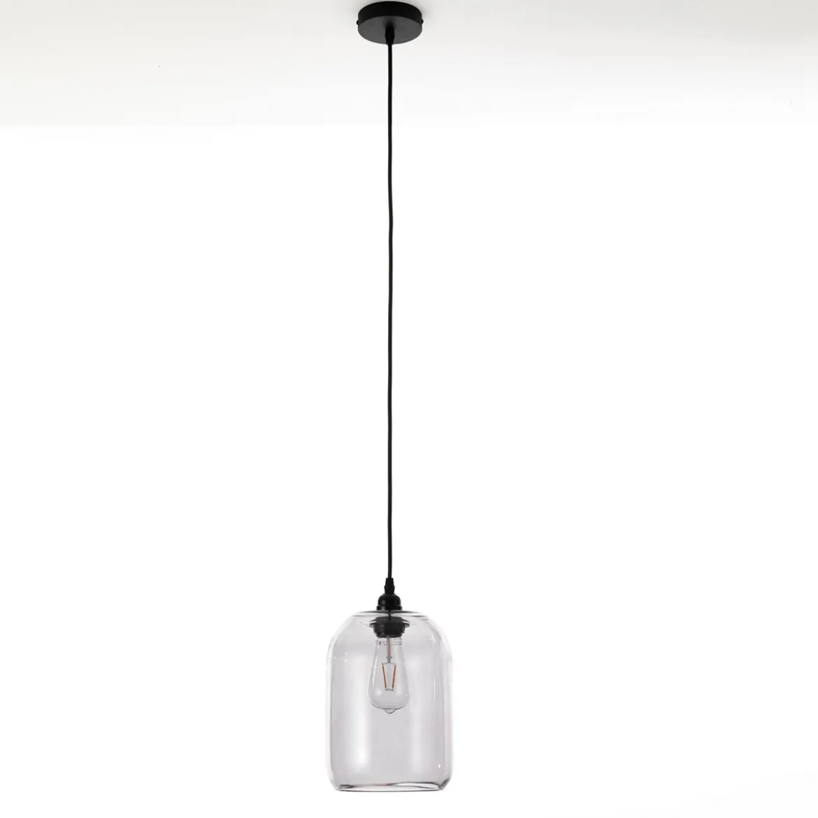 Skittle-c lampadario vetro grigio trasparente cm. d18 h25 cm