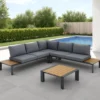 Skorpios salotto interno e esterno in alluminio antracite opaco cuscini di grigio 244x244xh80 cm