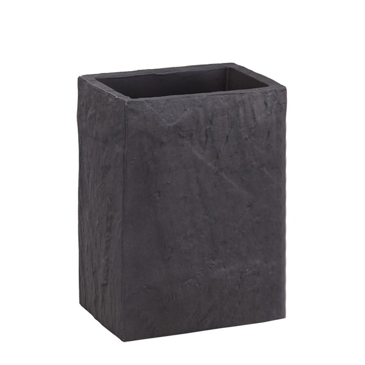 Slate bicchiere portaspazzolini in resina effetto cemento nero 7.5x5xh10 cm