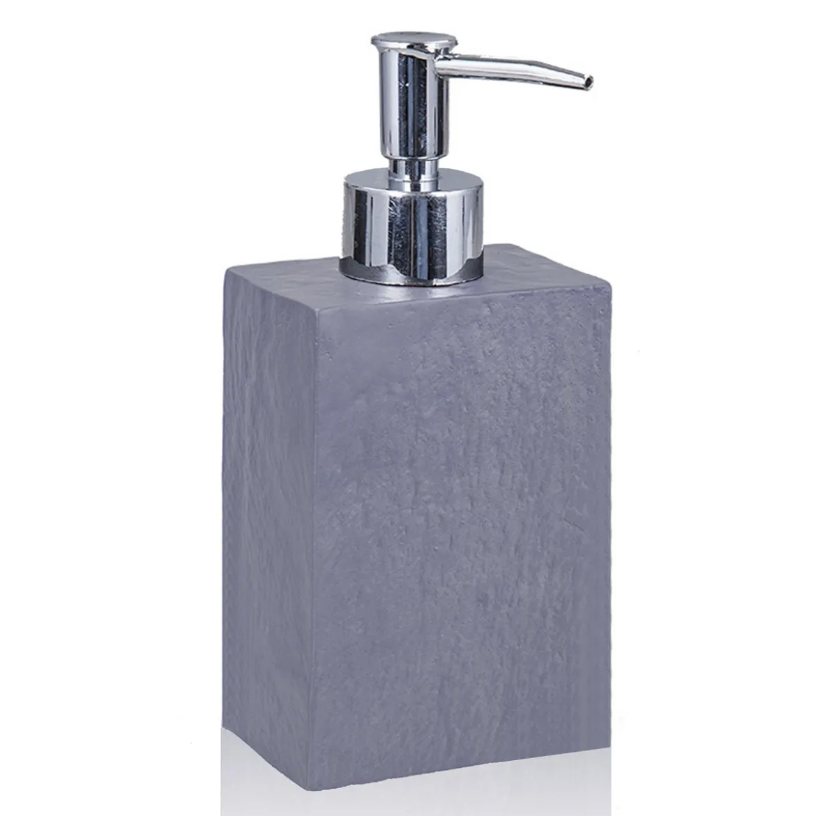 Slate grey dispenser portasapone in resina effetto cemento grigio 7.5x5 h10/17 cm