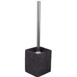 Slate portaspazzolino toilette in resina effetto cemento nero 9x9xh37 cm