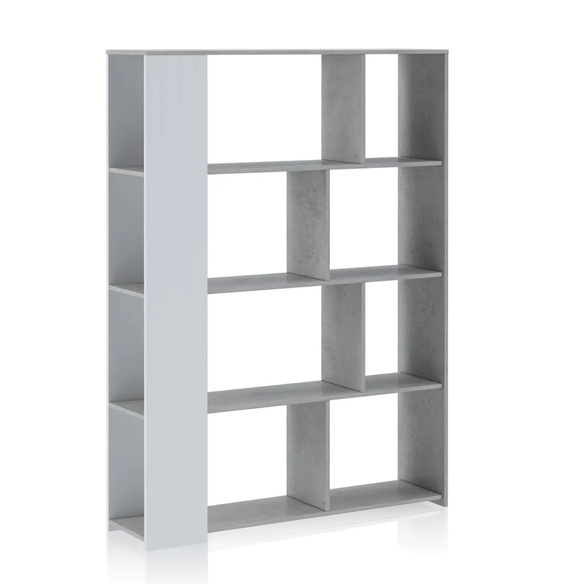Smart varsavia libreria finitura larice bianco e grigio cemento 129x33xh174 cm