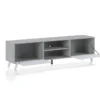 Smart varsavia porta tv 2 ante a ribalta finitura larice bianco e grigio cemento 180x40xh49 cm