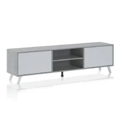 Smart varsavia porta tv 2 ante a ribalta finitura larice bianco e grigio cemento 180x40xh49 cm