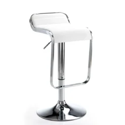 Snppy white sgabello regolabile bar in pelle sintetica bianco e metallo cromato 35.5x44xh67-87 cm