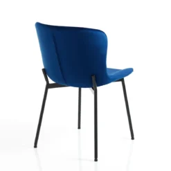 Snug velvet blue sedia velluto blu struttura metallo nero opaco cm h80 l50 p60