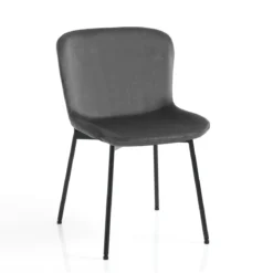 Snug velvet grey sedia velluto grigio struttura metallo nero opaco cm h80 l50 p60