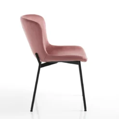 Snug velvet pink sedia velluto rosa cipria struttura metallo nero opaco cm h80 l50 p60