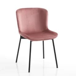 Snug velvet pink sedia velluto rosa cipria struttura metallo nero opaco cm h80 l50 p60