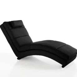 Sofia black chaise longue in pelle sintetica nera cm h85 l62 p172